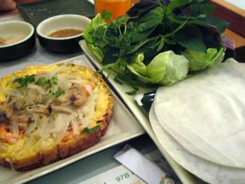 Omlette and greens wrap thing